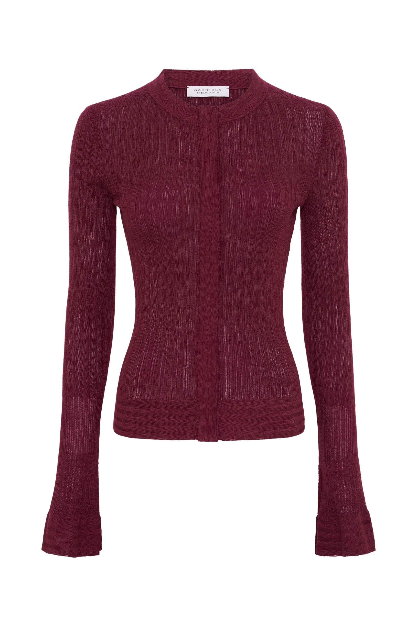 Gabriela Hearst Albina Knit Shirt in Bordeaux Cashmere Silk gabriela hearst shirt