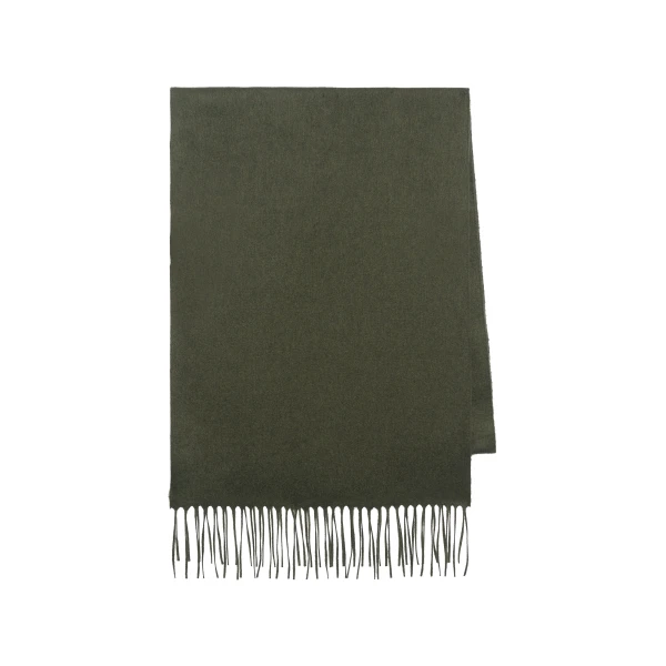 Blaine Fringe Scarf in Deep Olive Brushed Silk Cashmere