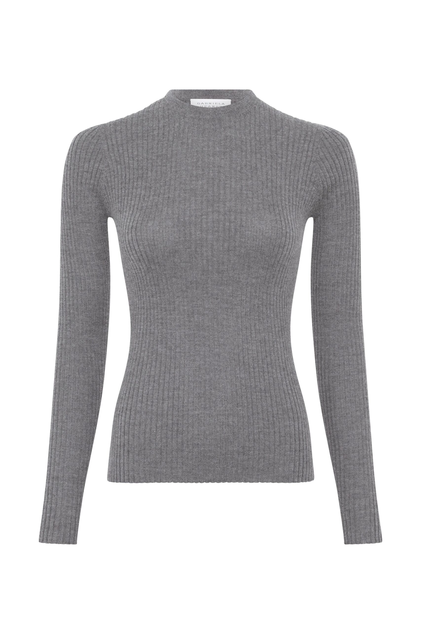Gabriela Hearst Browning Knit Sweater in Smoke Cashmere Silk gabriela hearst sweater