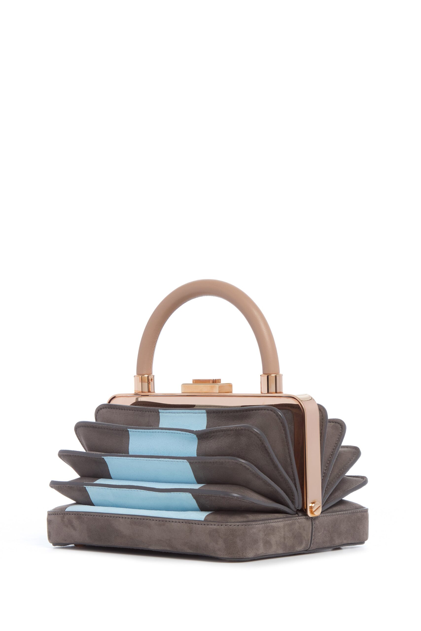 Gabriela Hearst Diana Bag in Grey & Light Blue Suede with Nude Nappa Leather Handle gabriela hearst bag