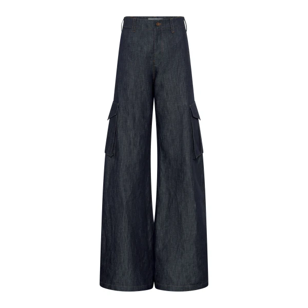 Eos Barrel-leg Cargo Pant in Recycled Cotton Linen Denim