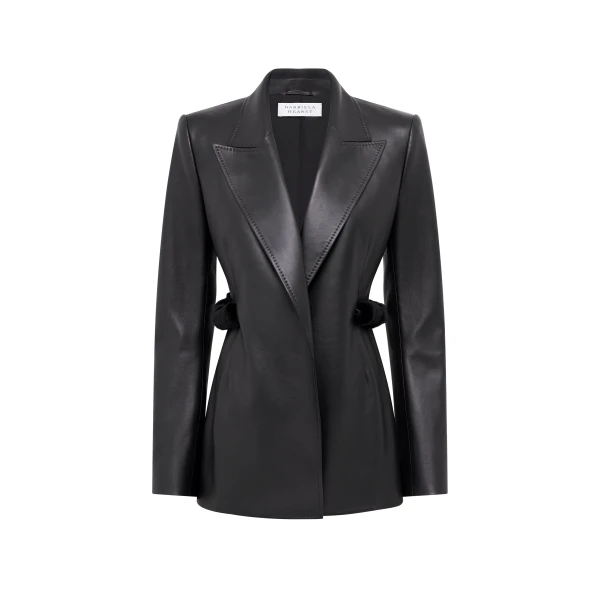 Epona Chain Blazer in Black Soft Leather with Recycled Mink Fur