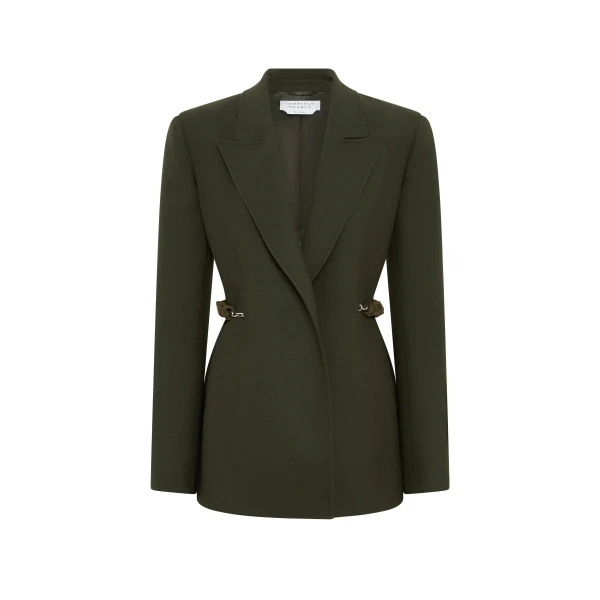 Epona Chain Blazer in Deep Olive Recycled Virgin Wool