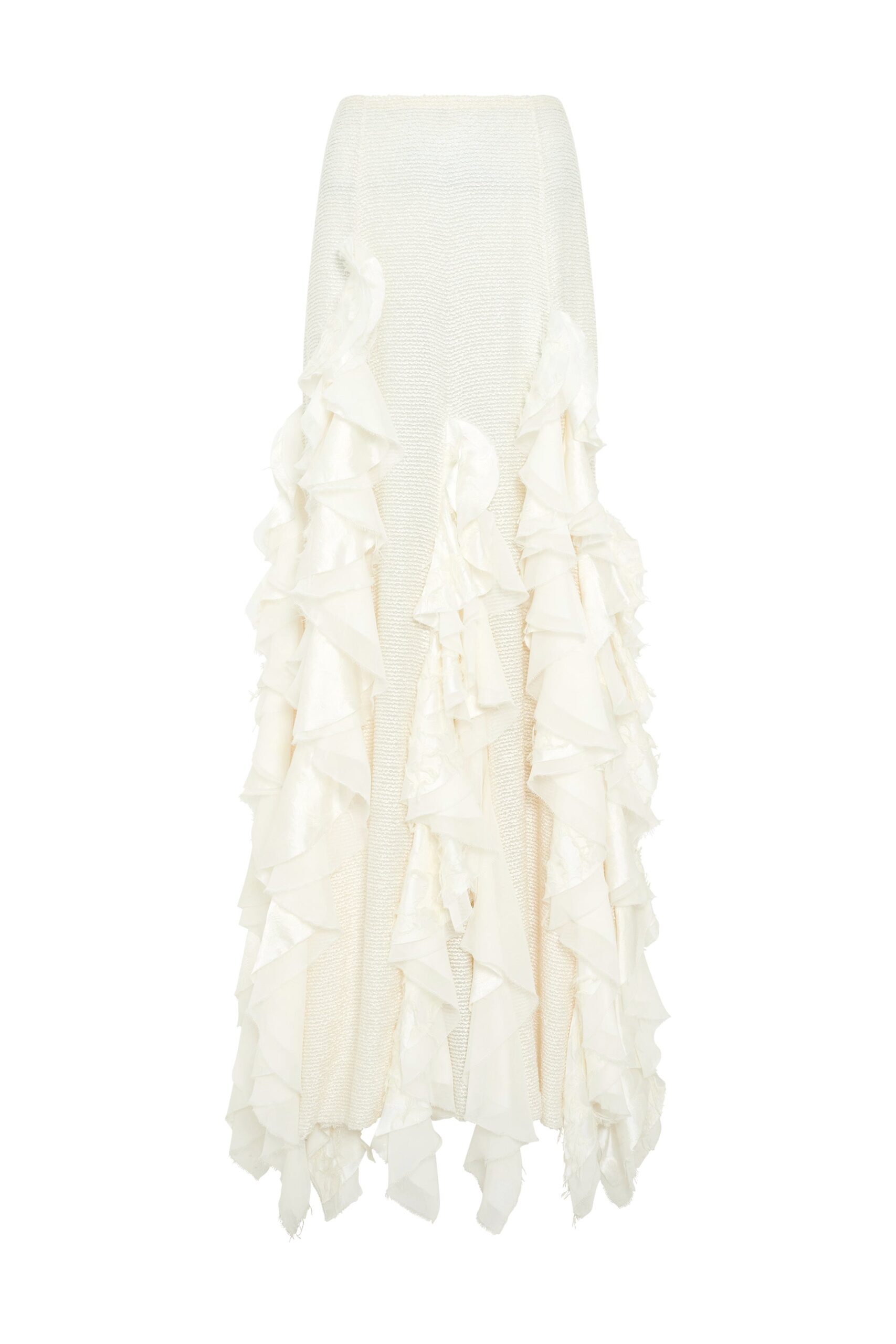 Gabriela Hearst Espina Skirt in Ivory Silk Boucle with Custom Ruffles gabriela hearst skirt