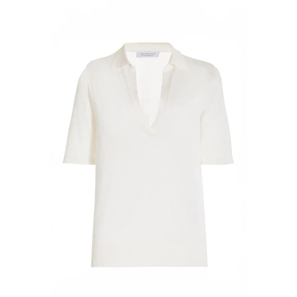 Frank Knit Polo in Ivory Silk Cashmere