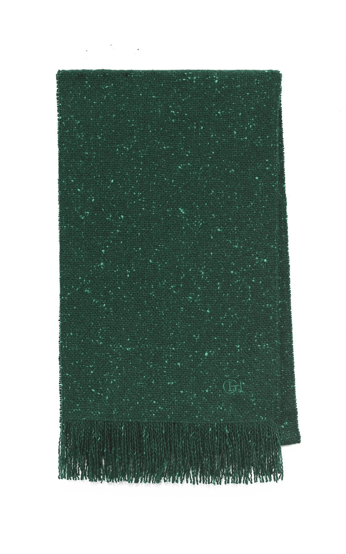 Gabriela Hearst Illumina Fringe Scarf in English Green Speckled Cashmere gabriela hearst scarf