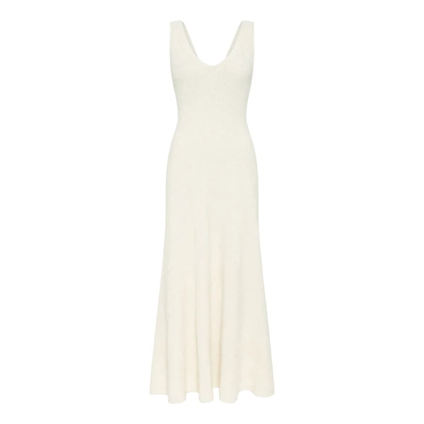 Lady Hall Knit Slip Dress in Ivory Silk