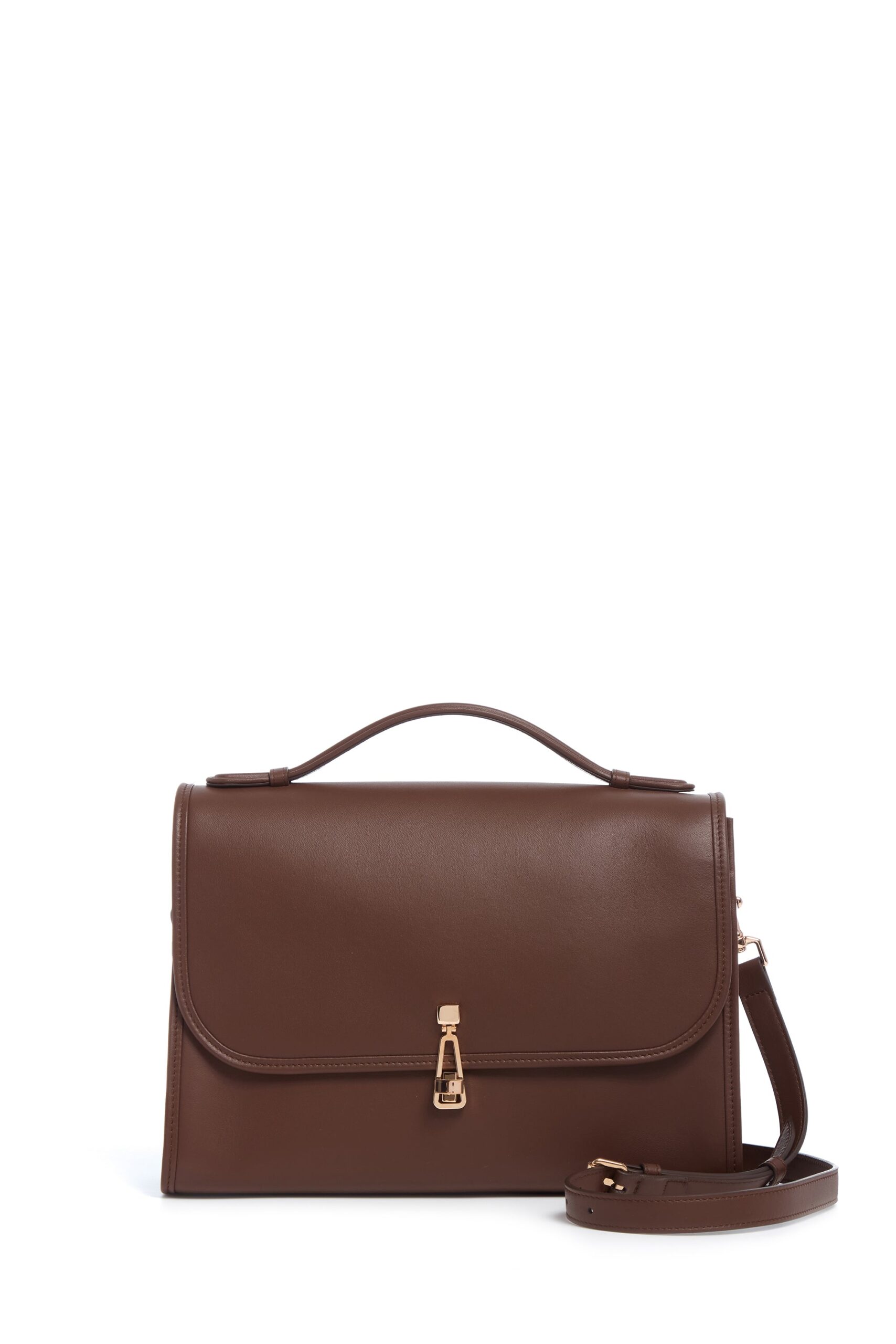 Gabriela Hearst Large Leonora Flap Bag in Chocolate Leather gabriela hearst bag
