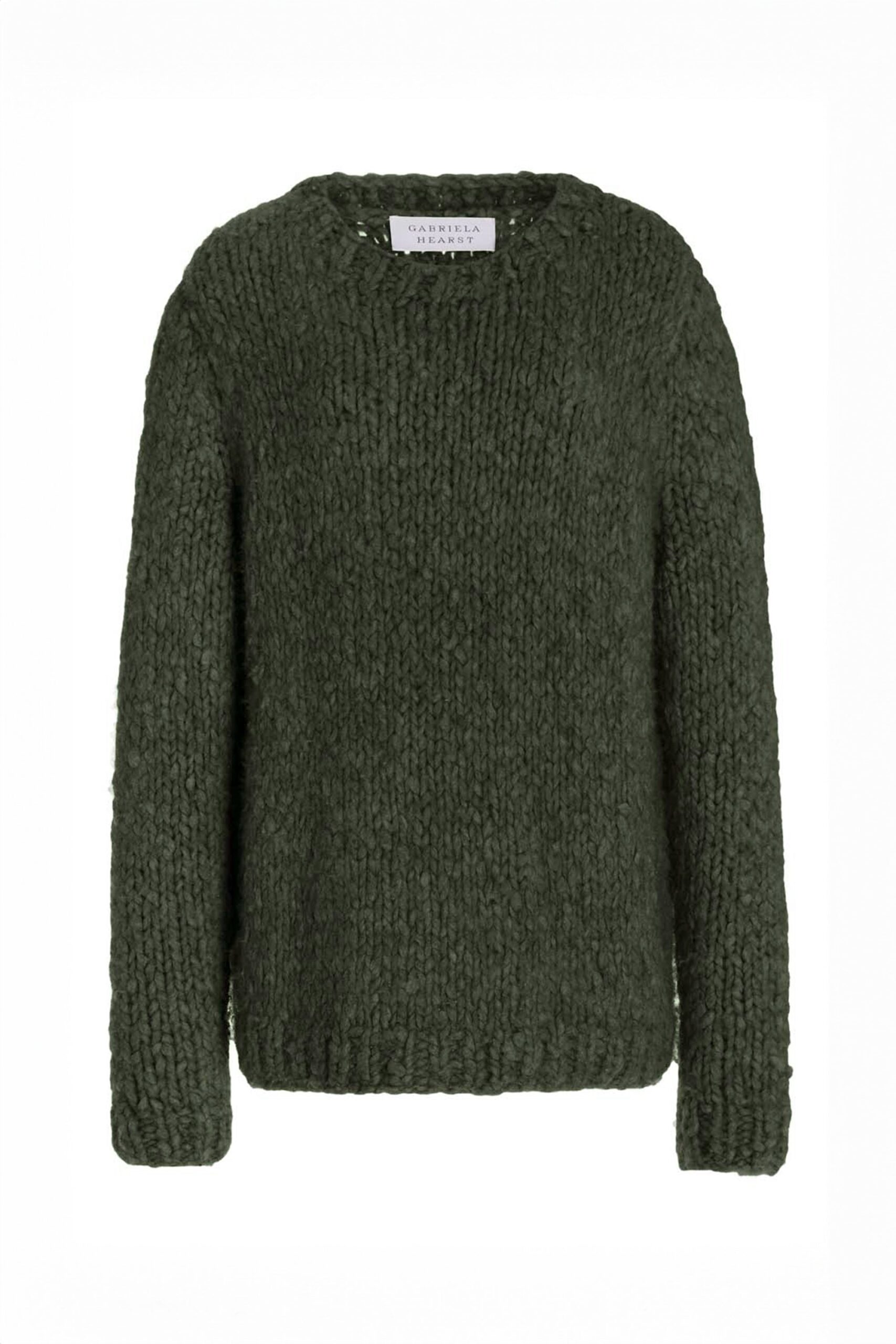 Gabriela Hearst Lawrence Knit Sweater in Deep Olive Welfat Cashmere gabriela hearst sweater