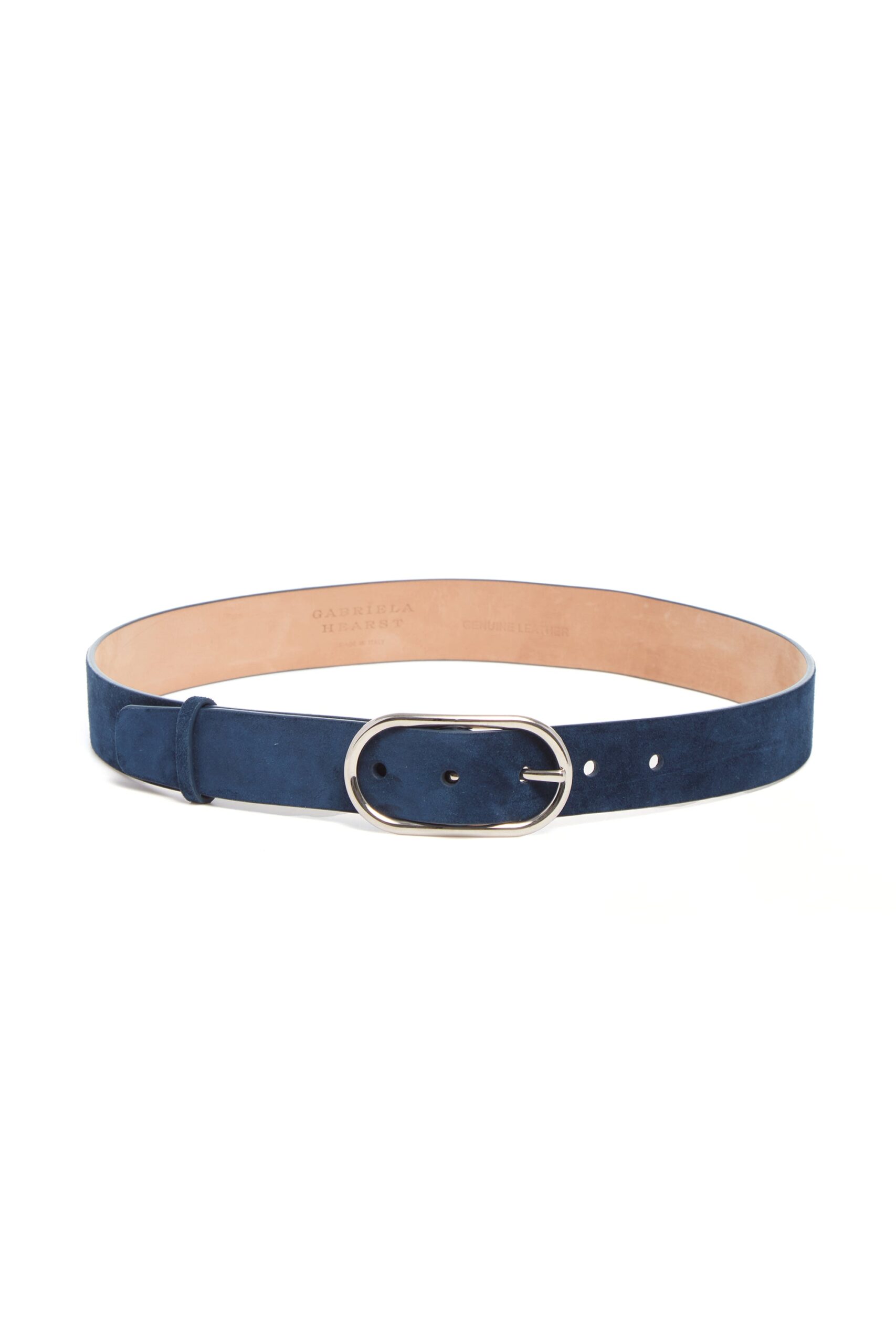 Gabriela Hearst Link Buckle Belt in Navy Suede gabriela hearst belt