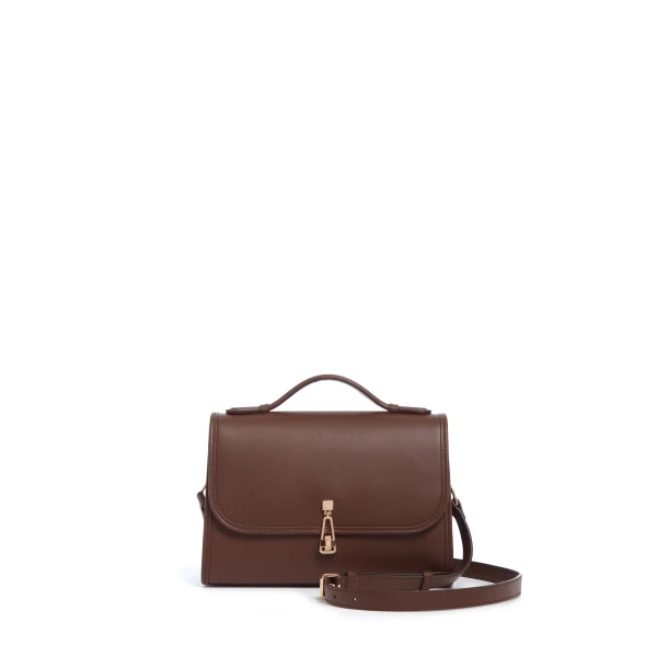 Medium Leonora Flap Bag in Chocolate Leather