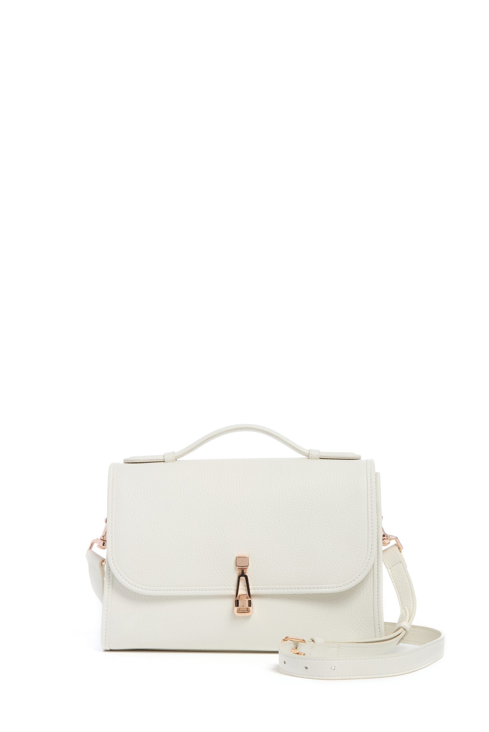 Gabriela Hearst Medium Leonora Flap Bag in Ivory Textured Leather gabriela hearst bag