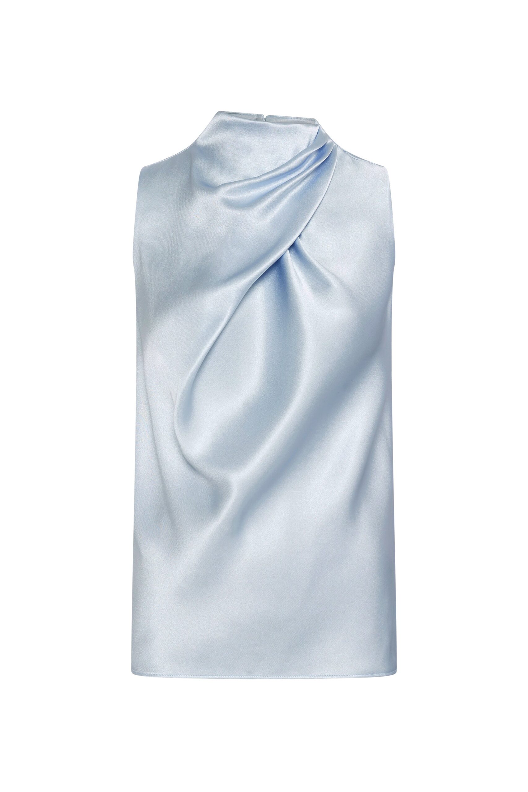 Gabriela Hearst Melina Top in Light Blue Satin gabriela hearst top