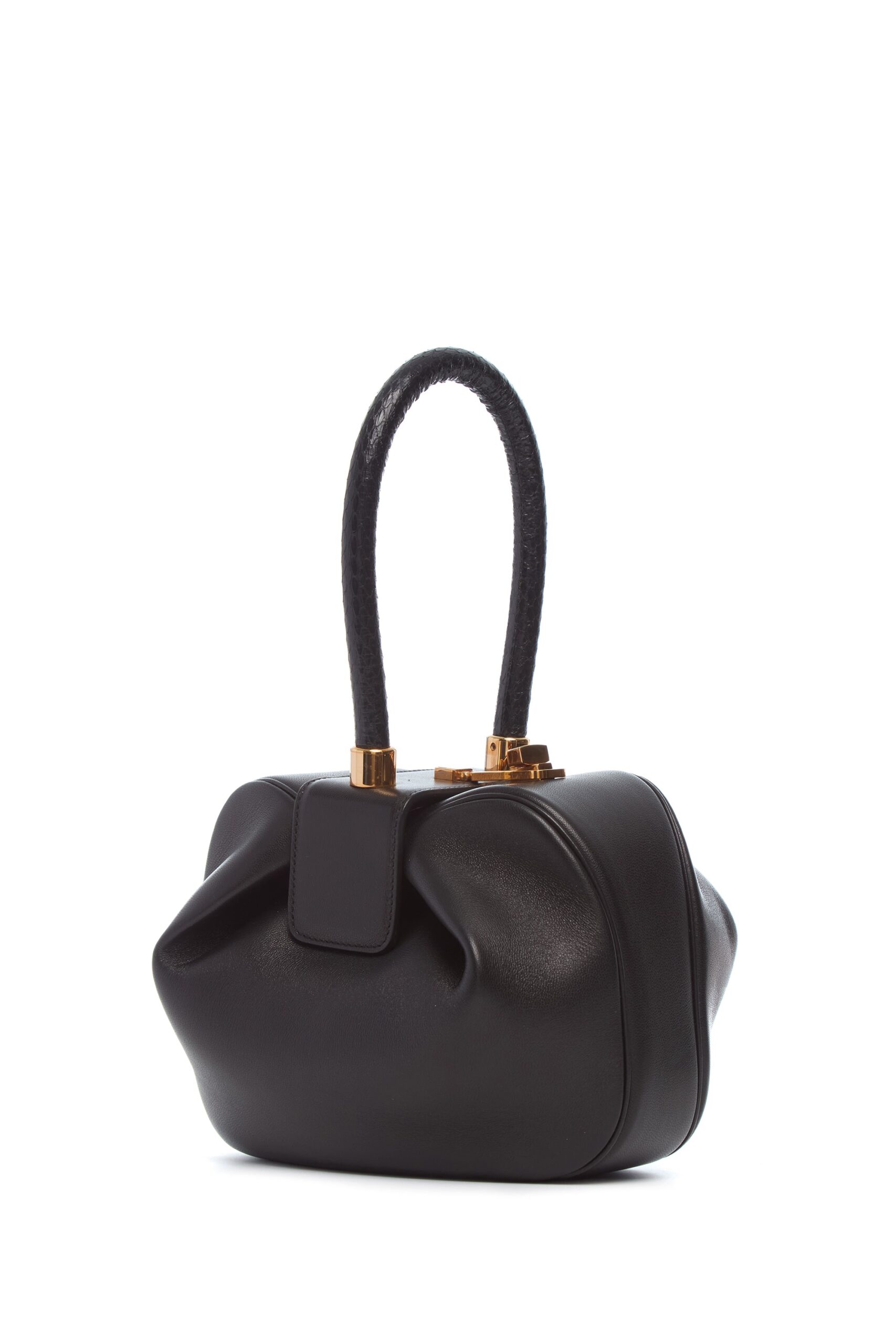 Gabriela Hearst Nina Bag in Black Nappa Leather with Snakeskin Handle gabriela hearst bag