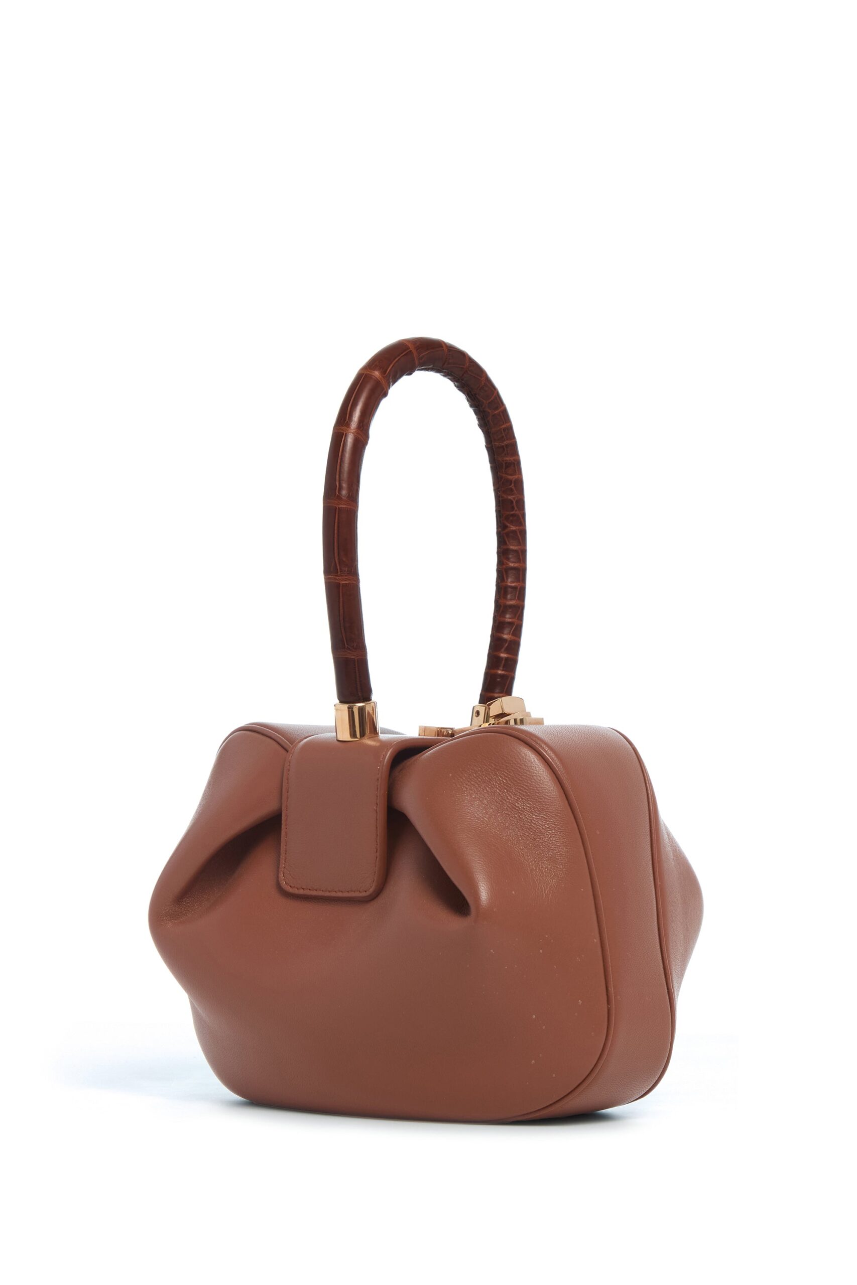Gabriela Hearst Nina Bag in Cognac Nappa Leather with Crocodile Leather Handle gabriela hearst bag