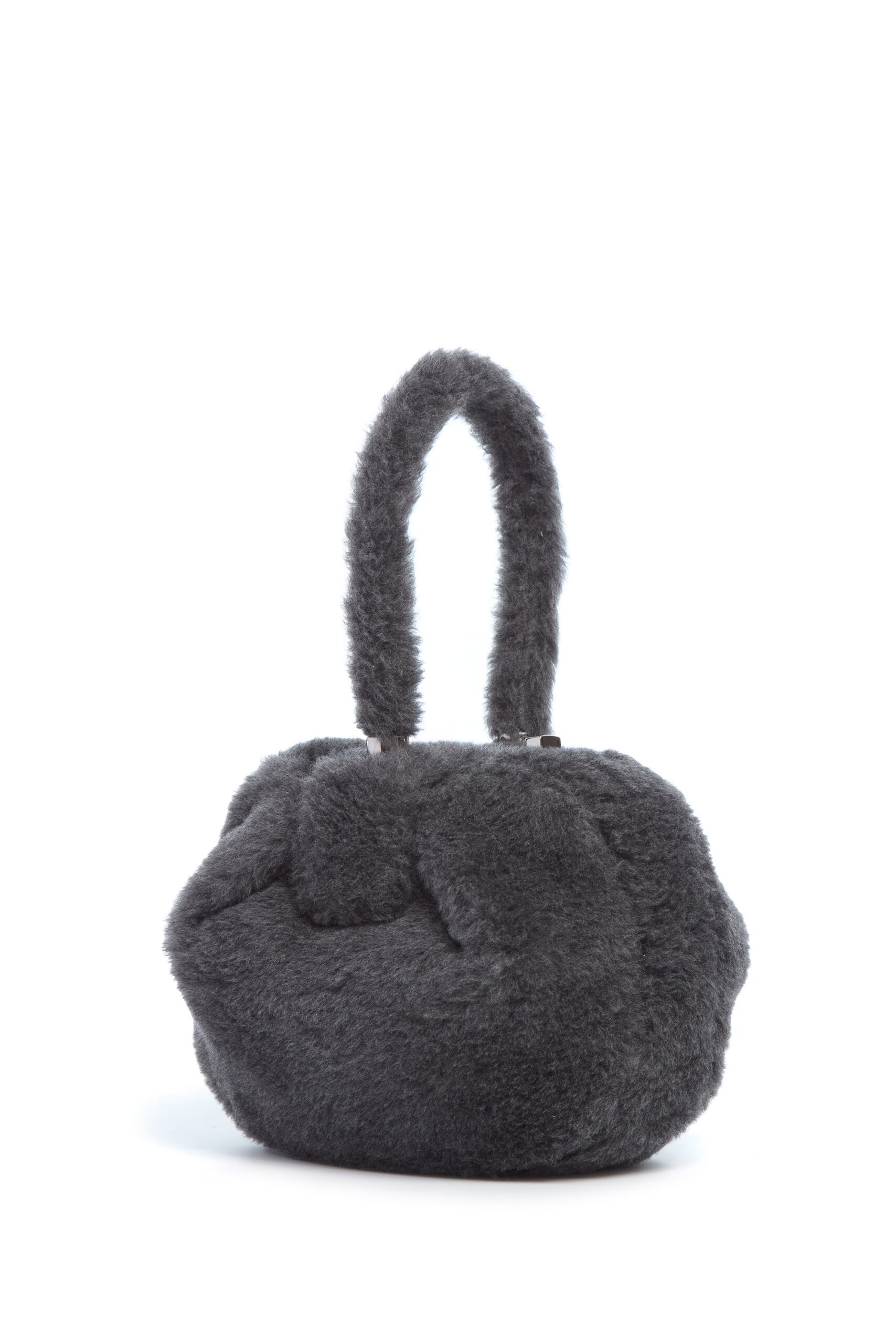 Gabriela Hearst Nina Bag in Dark Grey Virgin Wool Silk Cashmere Fur gabriela hearst bag