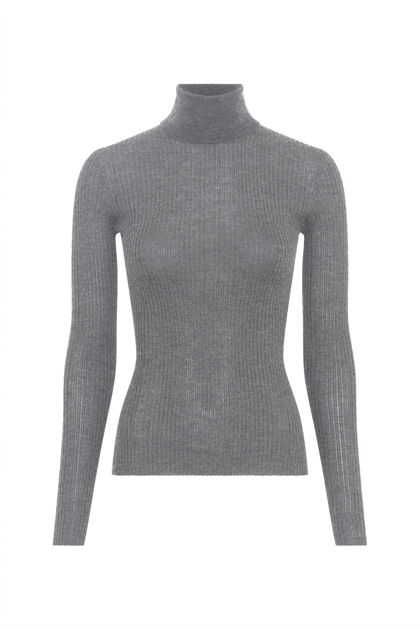 Gabriela Hearst Peppe Knit Turtleneck in Smoke Cashmere Silk gabriela hearst turtleneck