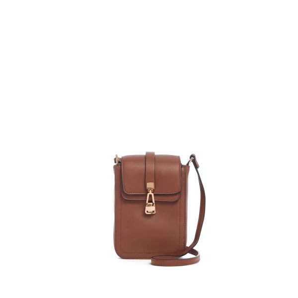 Phone Pouch in Cognac Nappa Leather