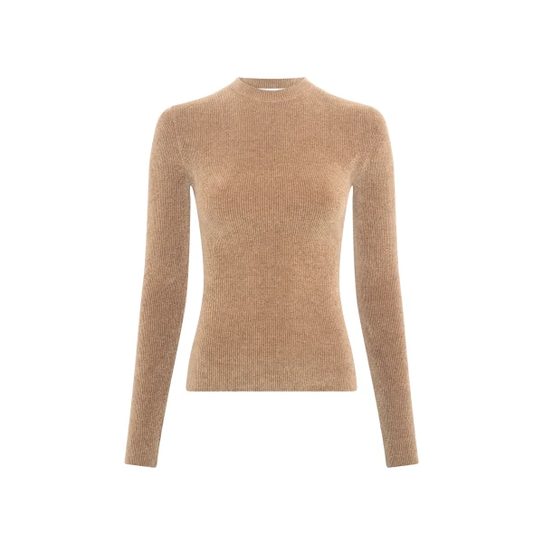 Regent Knit Sweater in Camel Silk