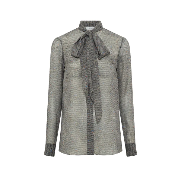 Shildon Top in Charcoal Multi Printed Silk Georgette