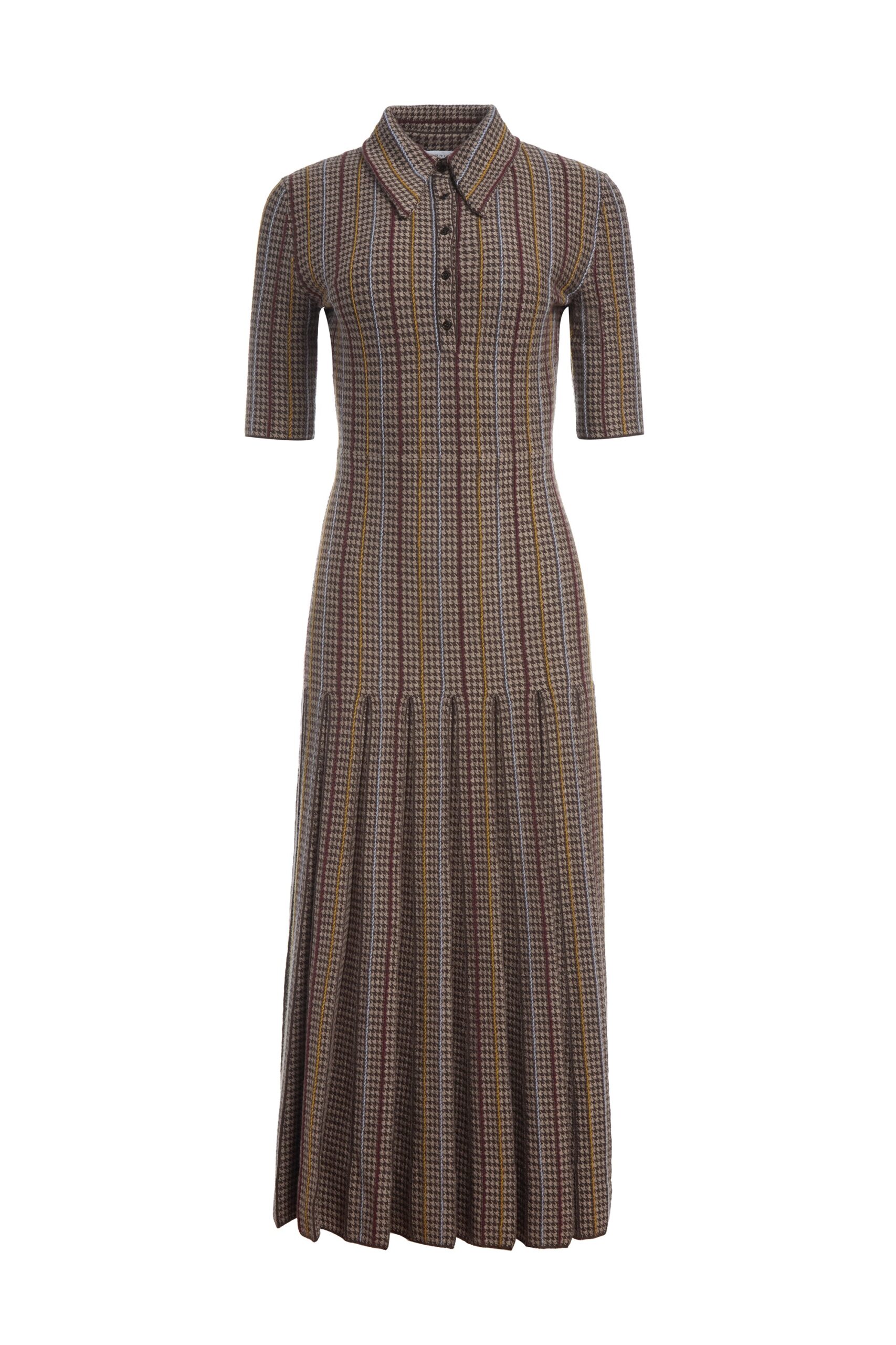 Gabriela Hearst Shropshire Knit Dress in Camel Cashmere Silk with Collar gabriela hearst collar
