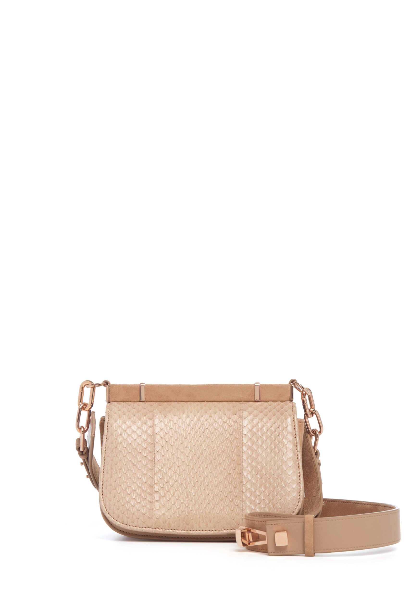Gabriela Hearst Small Dern Crossbody Bag in Nude Snakeskin & Suede gabriela hearst bag