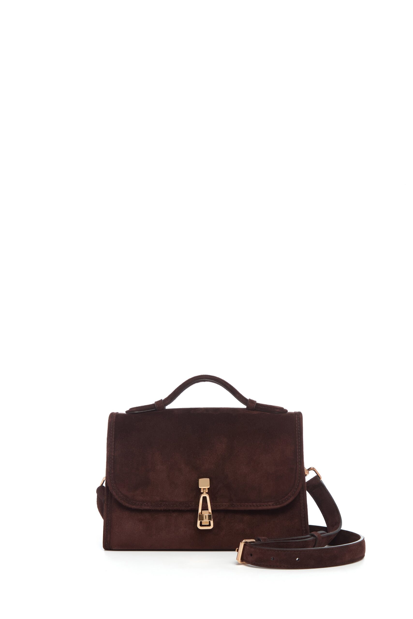 Gabriela Hearst Small Leonora Flap Bag in Dark Brown Suede gabriela hearst bag