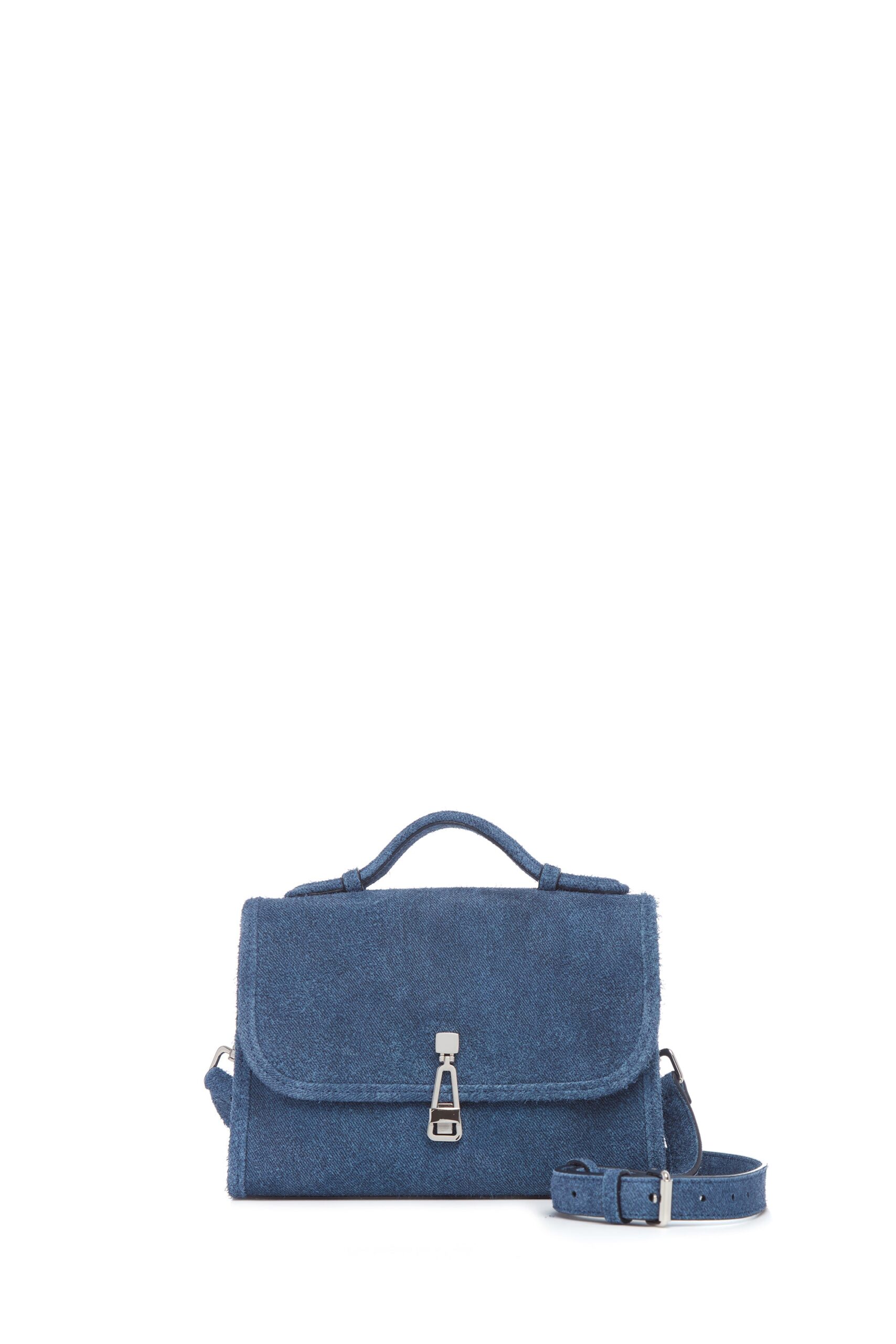 Gabriela Hearst Small Leonora Flap Bag in Light Blue Suede Denim gabriela hearst bag