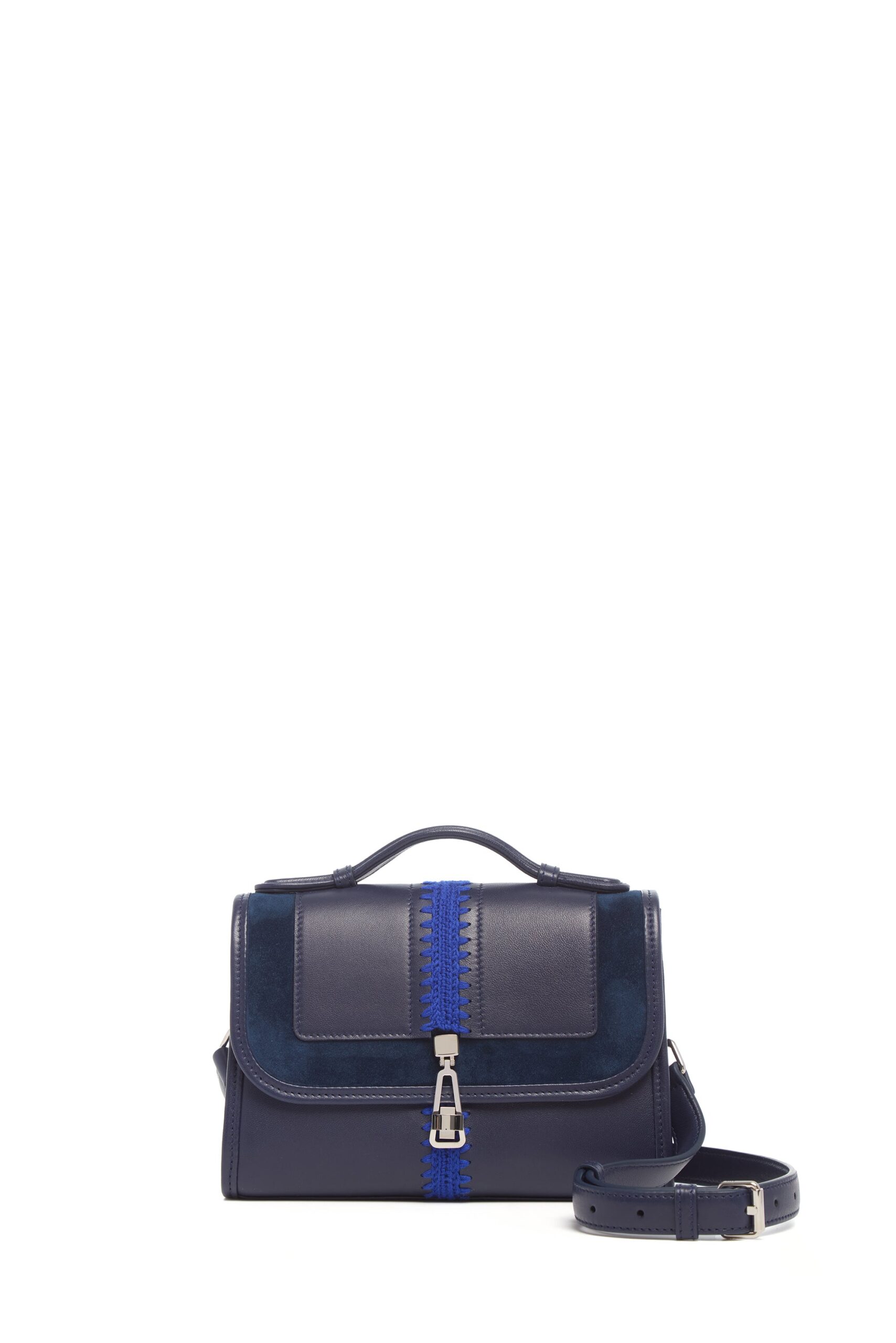 Gabriela Hearst Small Leonora Flap Embroidered Bag in Electric Navy & Cobalt Nappa Leather gabriela hearst bag
