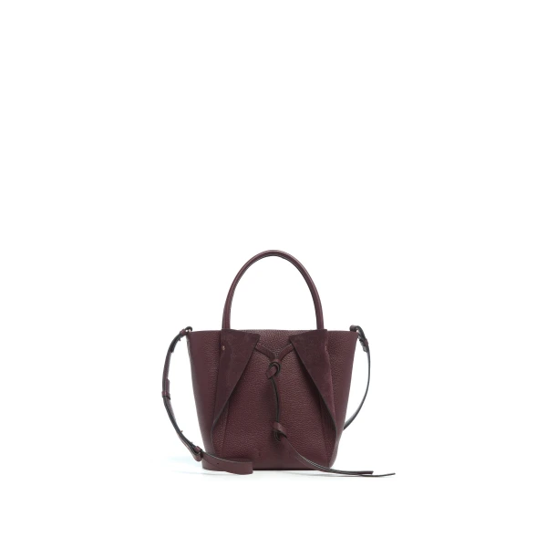 Small Marija Tote Bag in Bordeaux Textured Leather
