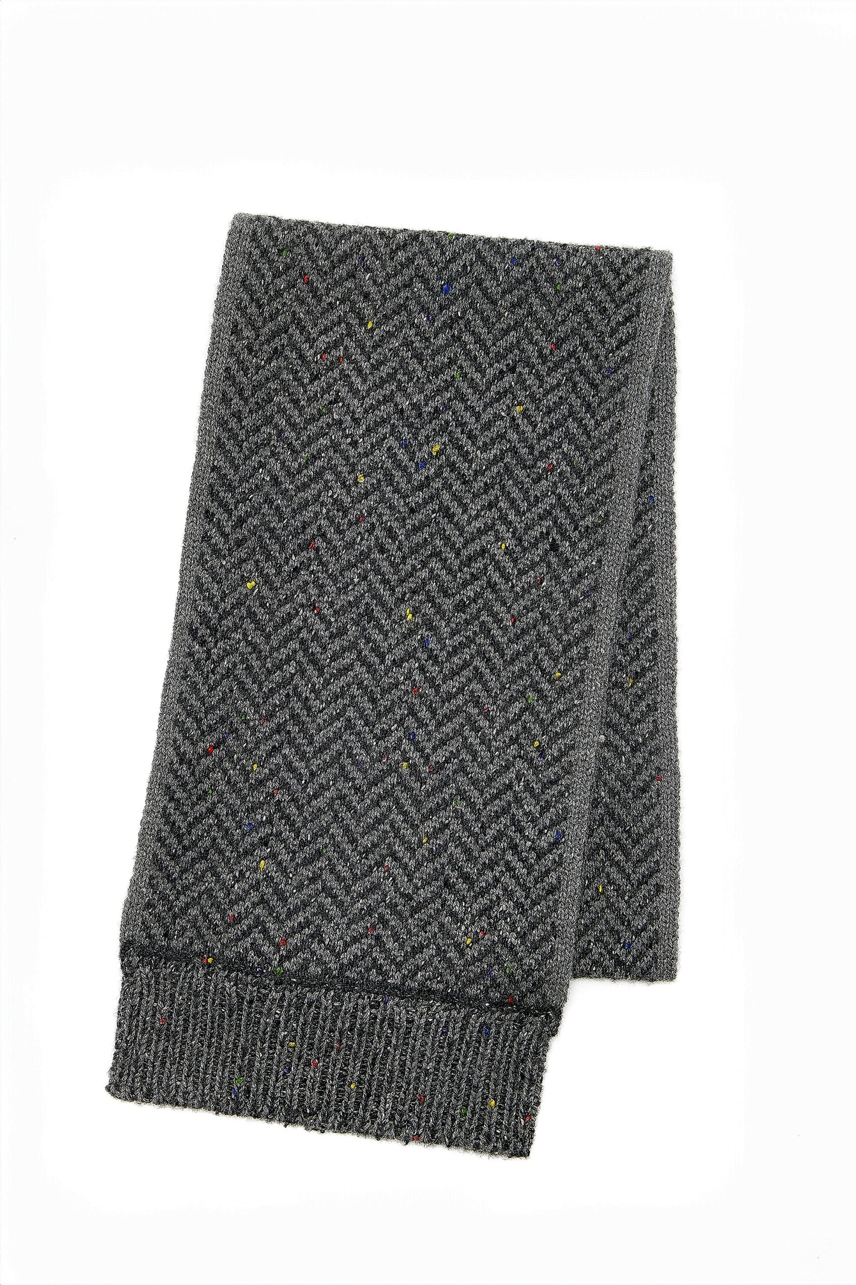 Gabriela Hearst Stanza Fringe Knit Scarf in Charcoal Multi Speckled Aran Cashmere Herringbone gabriela hearst scarf