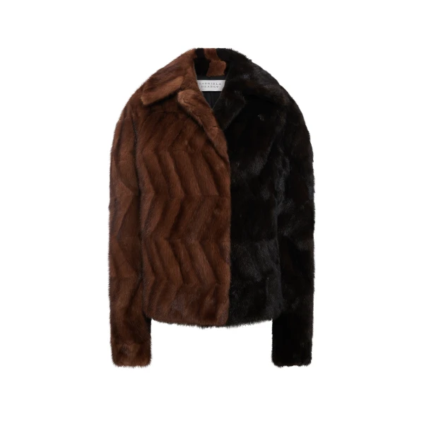 Torstein Coat in Black & Chocolate Recycled Mink Fur