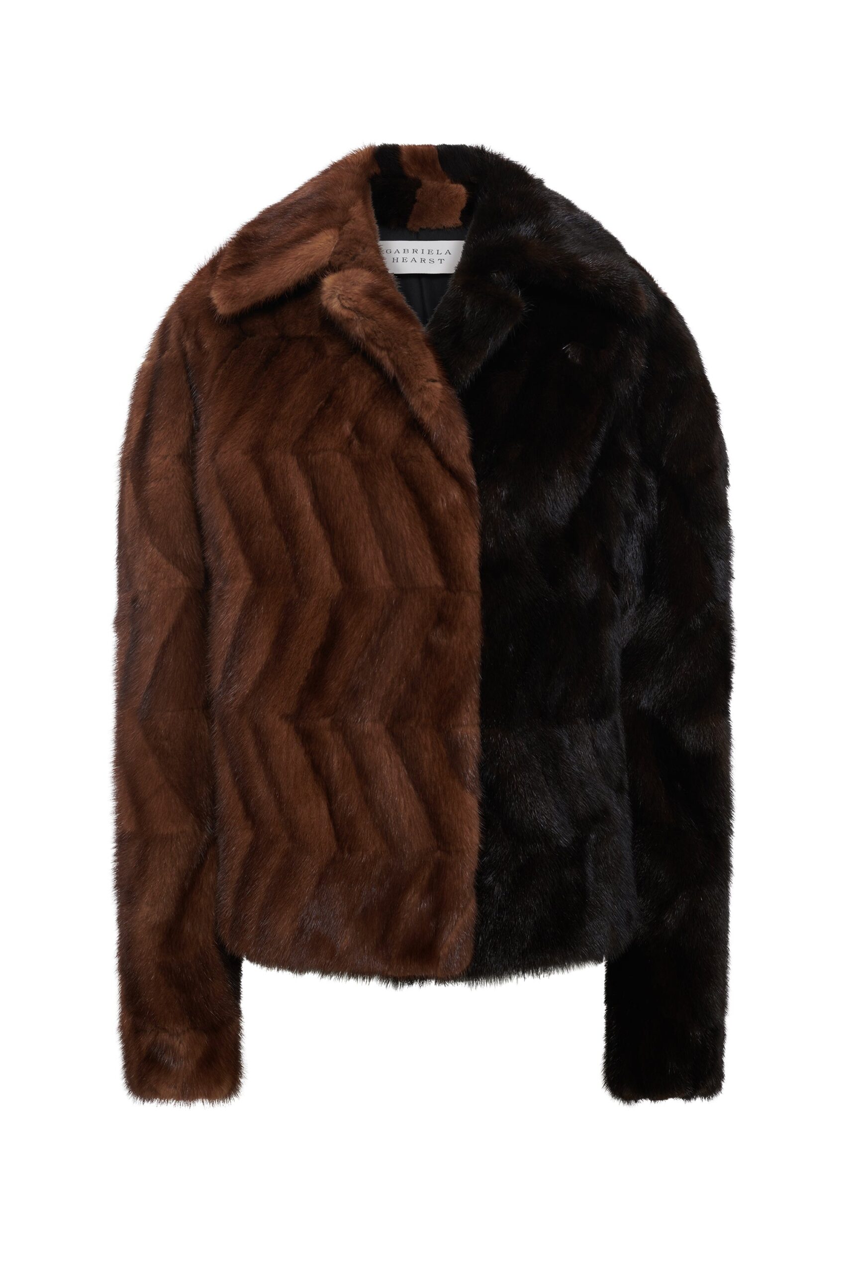 Gabriela Hearst Torstein Coat in Black & Chocolate Recycled Mink Fur gabriela hearst coat