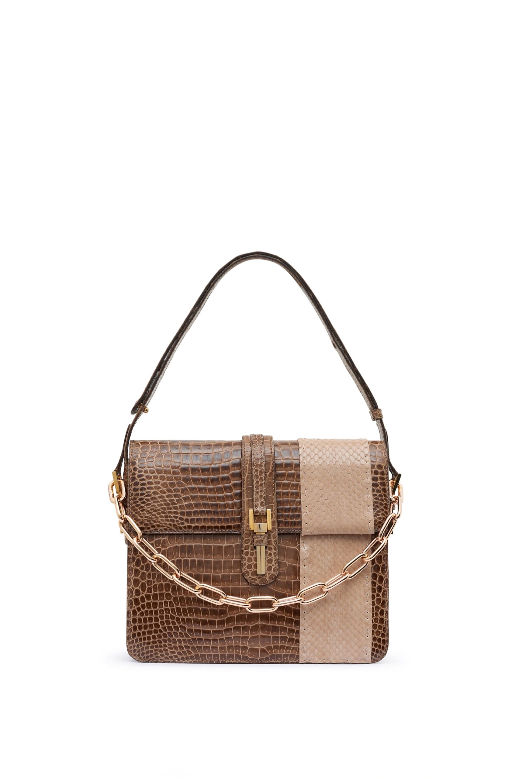 Gabriela Hearst Vintage No.10 Bag in Cognac Crocodile Leather & Snakeskin gabriela hearst bag