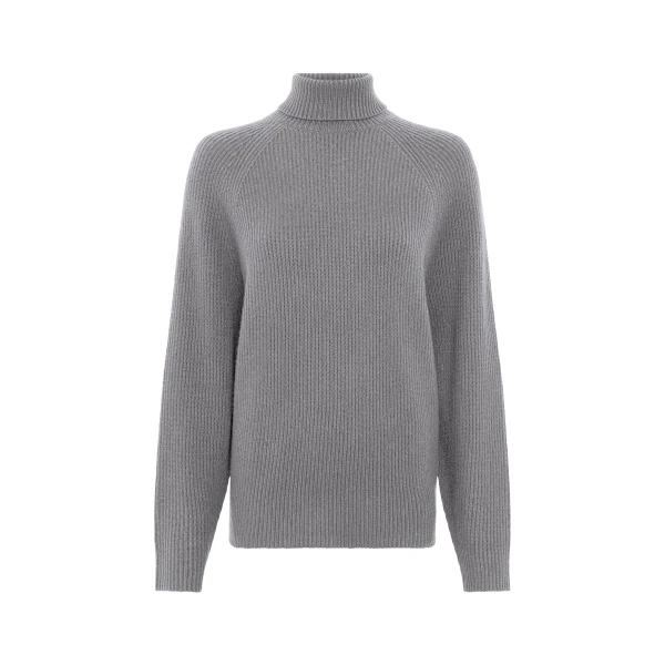Wigman Knit Turtleneck Sweater in Smoke Cashmere