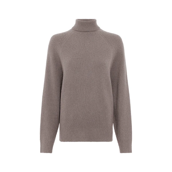 Wigman Knit Turtleneck Sweater in Walnut Cashmere