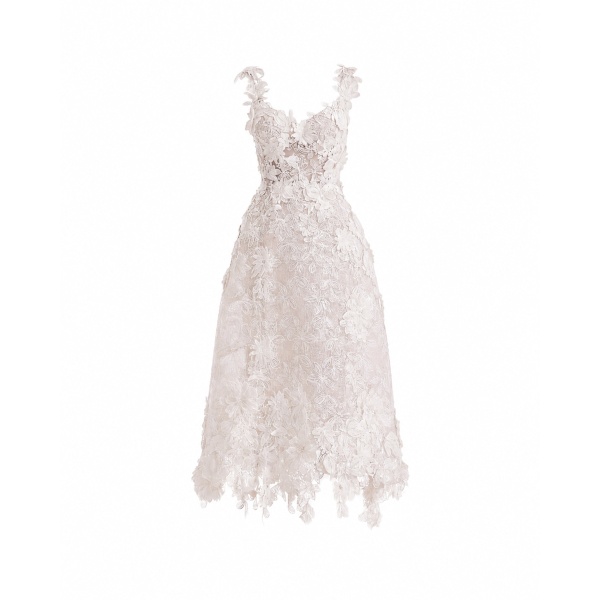 Gemy Maalouf 3D Floral Cage Midi Dress