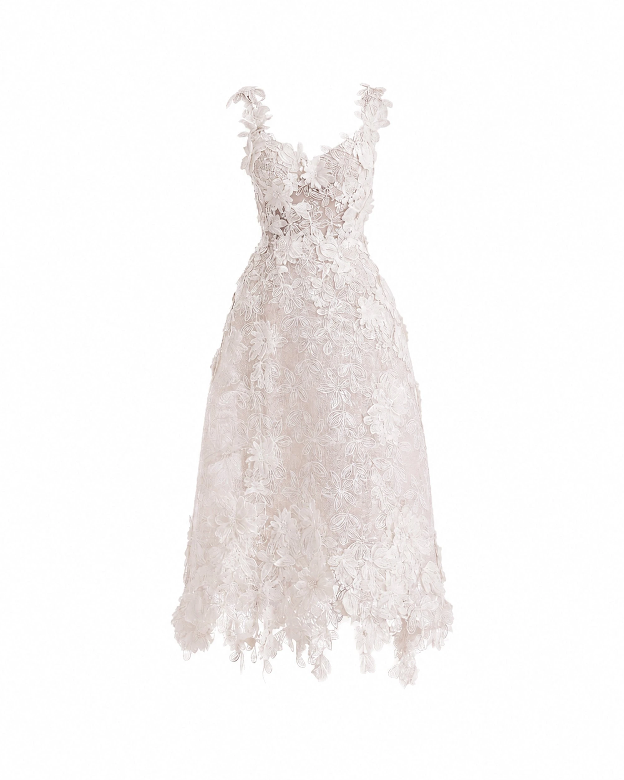 Gemy Maalouf 3D Floral Cage Midi Dress Gemy Maalouf 3D Floral Cage Midi Dress