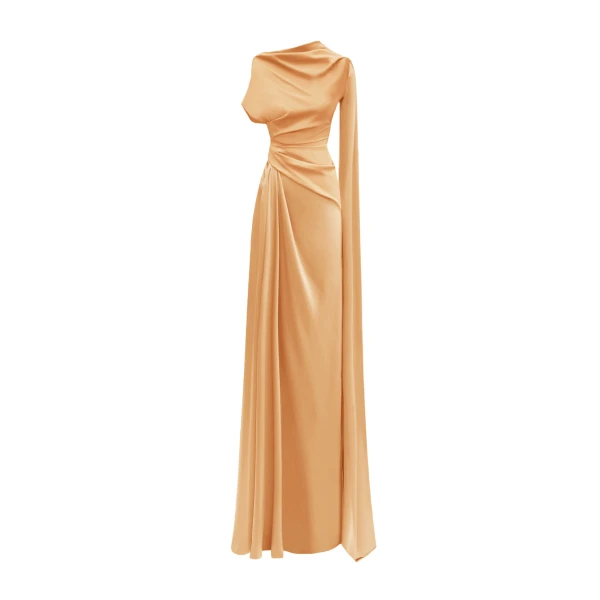 Gemy Maalouf Asymmetrical Neckline Draped Dress