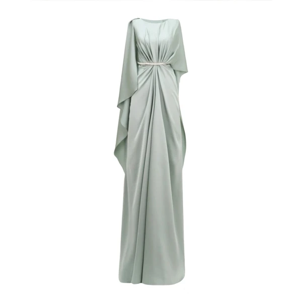 Gemy Maalouf Asymmetrical Sleeve Cape-Like Dress