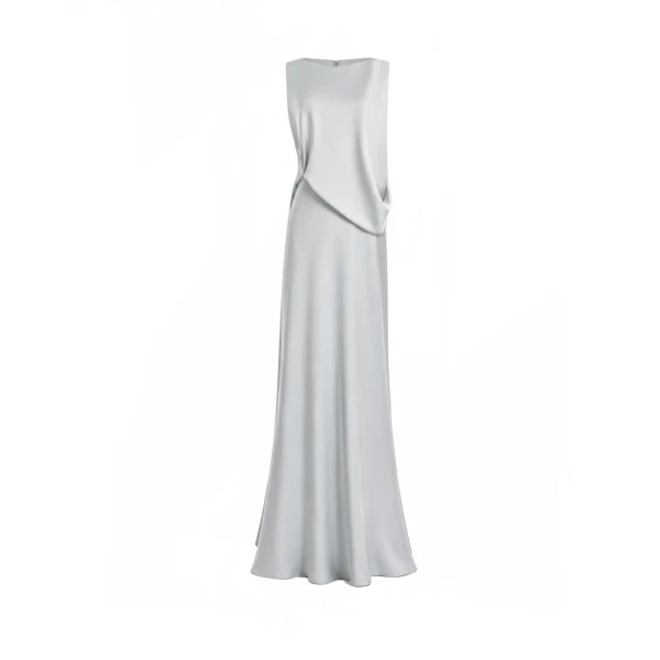 Gemy Maalouf Bateau-Neck Satin Dress