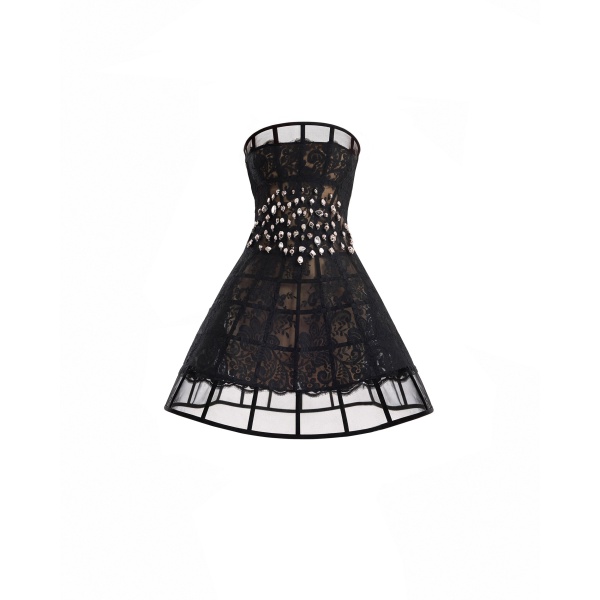 Gemy Maalouf Caged Beaded Short Dress