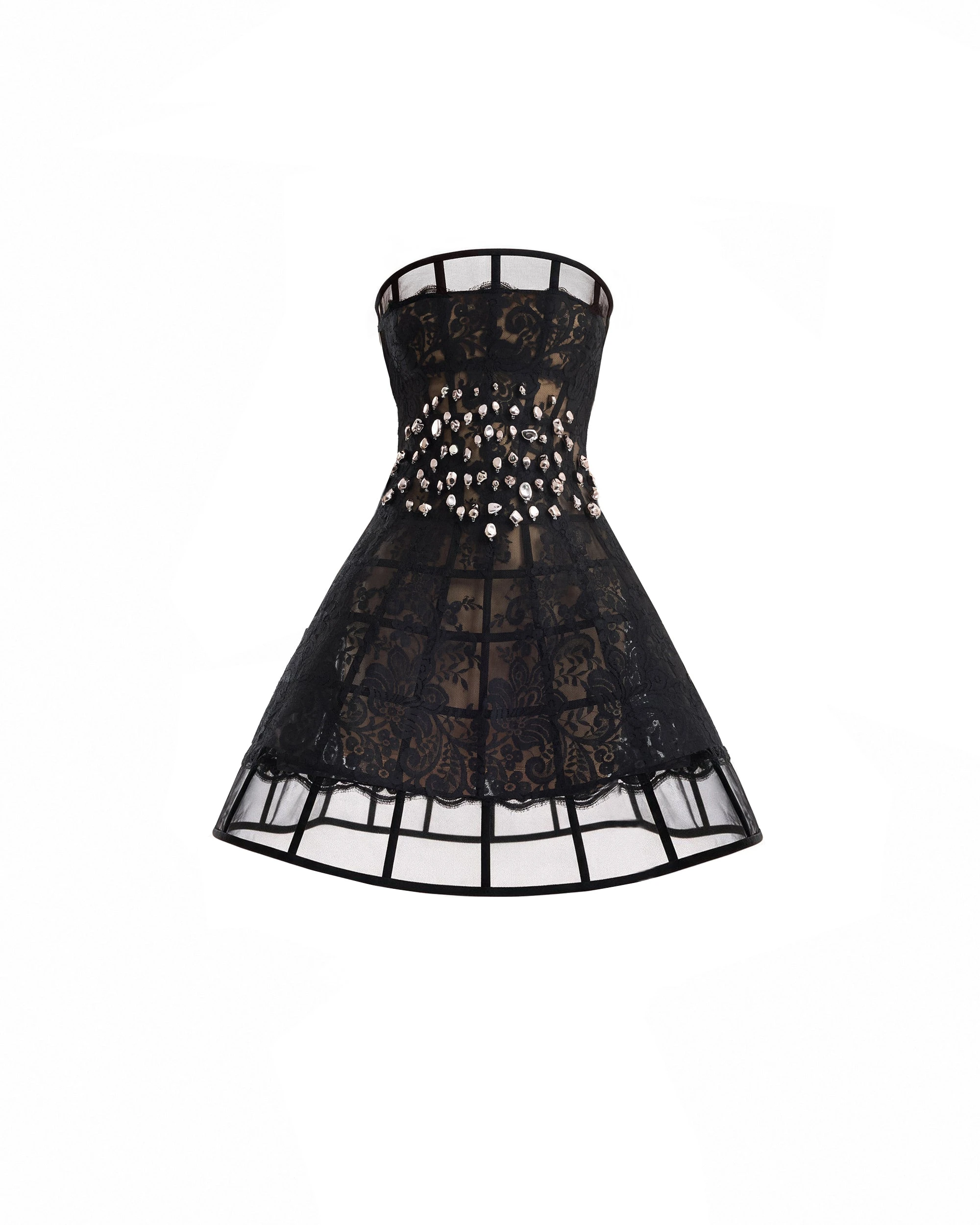 Gemy Maalouf Caged Beaded Short Dress Gemy Maalouf Caged Beaded Short Dress