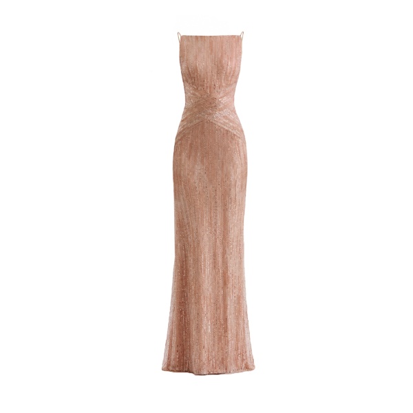 Gemy Maalouf Criss-Cross Beaded Dress