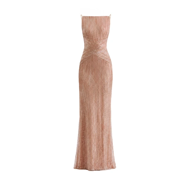 Gemy Maalouf Criss-Cross Beaded Dress