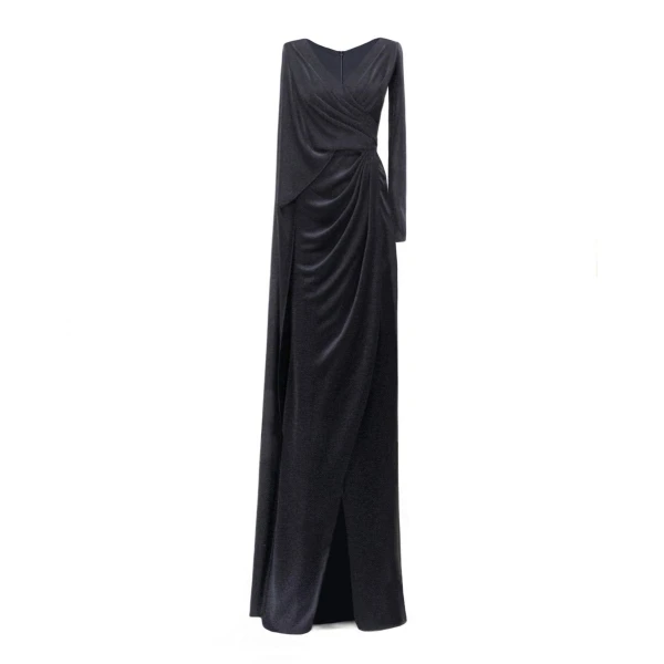 Gemy Maalouf Draped Dress With A Cape-like Sleeve