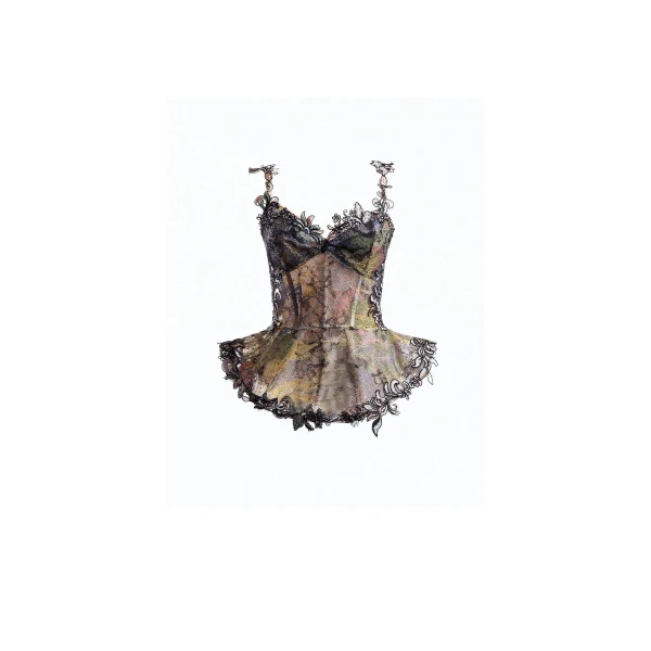 Embroidered Peplum Corset Set
