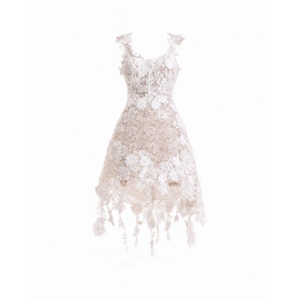 Gemy Maalouf Floral Cage Short Dress