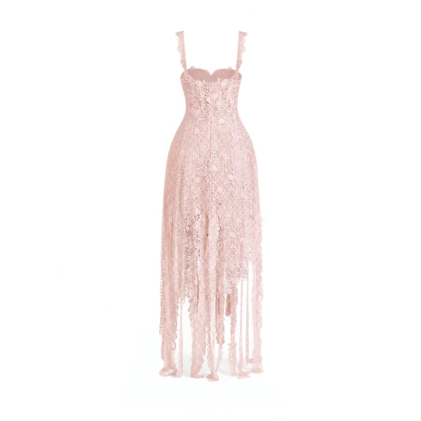 Gemy Maalouf Floral Guipure Cage Midi Dress
