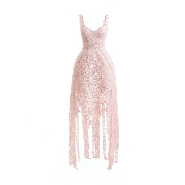 Gemy Maalouf Floral Guipure Cage Midi Dress